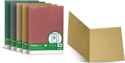 carta Folder ECO Simplex 180,  100% RICICLATO formato T7 (25 x 34cm), 180gr. Una linea di cartelline semplici in cartoncino ecologico riciclato al 100%.